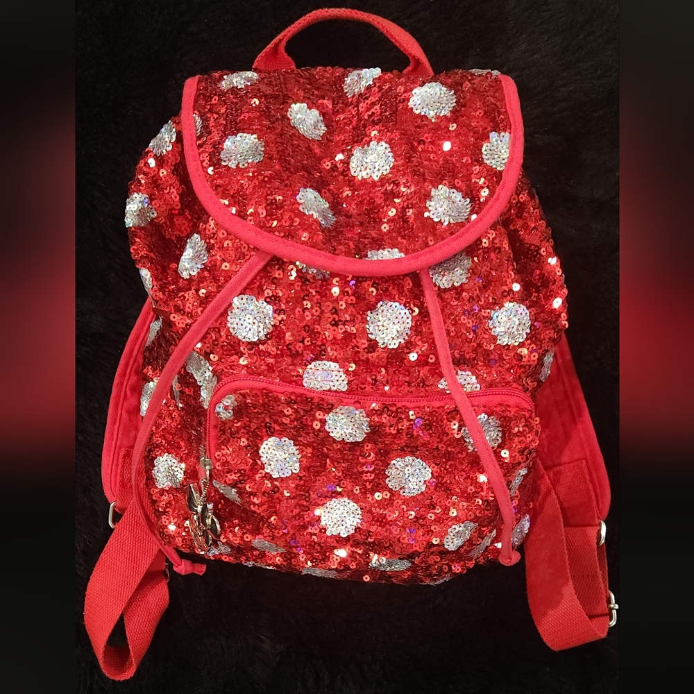 Disney Minnie Mouse Red Polka Dot Sequin Mini Backpack